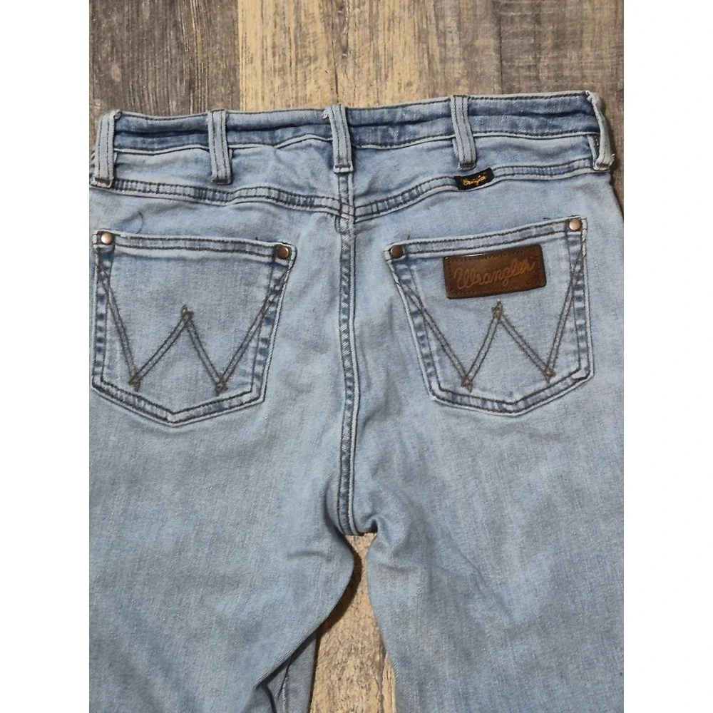 Wrangler Retro High Rise Slim Boot Jeans Mens 29x34 Light Wash Stretch Denim